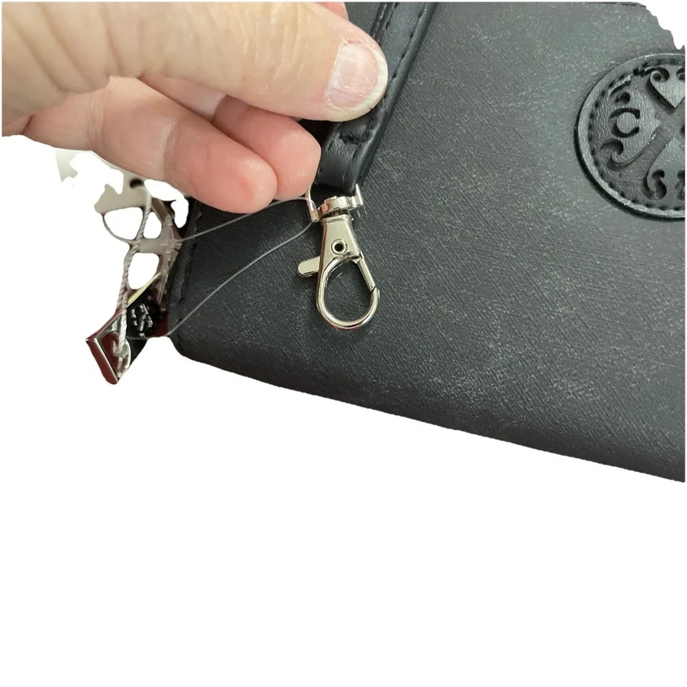 CXL Christian Lacroix Detachable Wristlet Wallet Black Denim Double‎ Zipper NWT